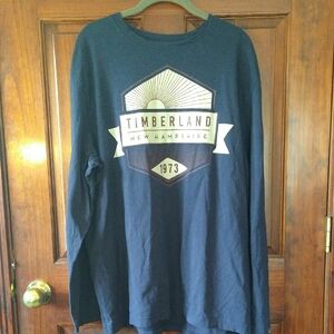 XXL Cotton Timberland Men's Navy Blue Long Sleeve Shirt